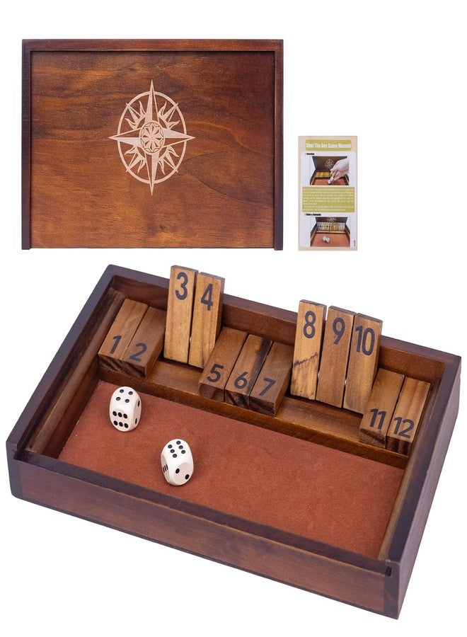 WodGod Shut The Box Game with 12 Pcs Wooden Numbers，Wooden Board Table Math Game - Image 1